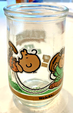 Welch's Peanuts Glass Jelly Jar Charlie Brown & Lucy It’s Kick off Time #4