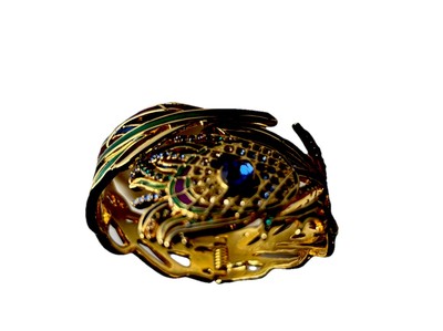 THE MET MUSEUM OF ART Peacock Feather Cuff Bracelet  18k Overlay/Stainless Steel
