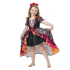 DEZEXHOM Day of the Dead Dress Kid Sugar Skull Catrina Costume Girl with Floral