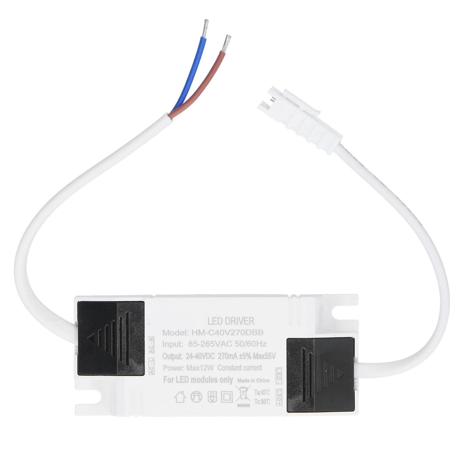 12W LED Driver Constant Current 270mA Input AC85‑265V Output DC24‑40V Power