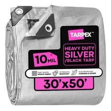 TARPEX - 10 Mil Silver Black Heavy Duty Poly Tarps 30' x 50'