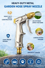 Garden Hose Spray Heavy Duty Metal Nozzle High Pressure Water Gun Brass UK