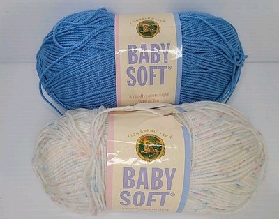 Lion Brand Baby Soft Yarn #107 Bluebell 4.9oz & #293 Twinkle 3.2oz Skeins
