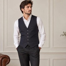 Marc Anthony Men s Black Charcoal 5 Button Suit Vest M Tailored Waistcoat