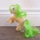 Vintage G1 My Little Pony MLP So Soft Flocked Magic Star Wand Neon Green Yellow