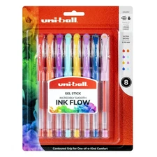 uni-Ball Signo DX Gel Pens Ultra Micro Point 0.38mm Assorted Colors 8 Count