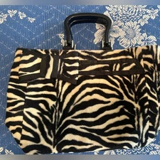 Chic Zebra Pattern Tote Bag with Black Accents