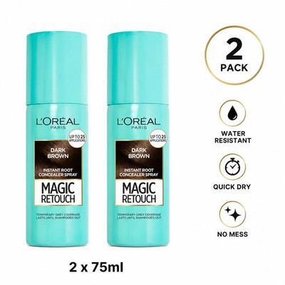 LOreal Paris Magic Retouch Root Concealer Dark Brown 75ml Pack of 2