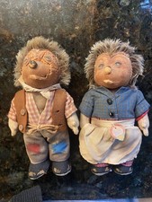 Pair of Vintage Original Steiff Mecki Micki Hedgehog Dolls