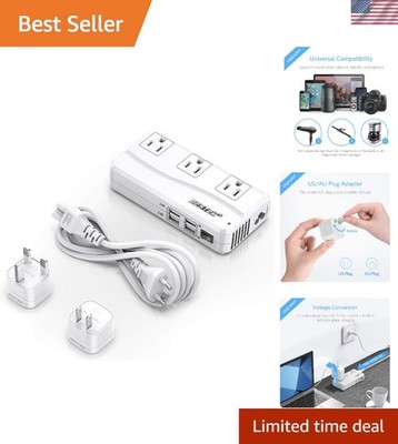220V to 110V Voltage Converter with 4 USB Ports - Ideal for Global Travelers