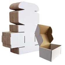 HORLIMER 6x4x3 inches Shipping Boxes Set of 25, White Corrugated Cardboard Bo...