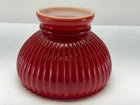 Vintage Cased Red & White Milk Glass Ribbed Student Lamp Shade  6"x4"