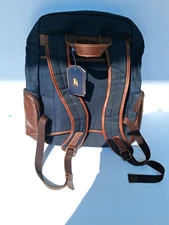 Links And Kings Waxed Canvas Backpack. Navy. New W/T