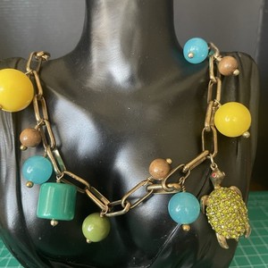 Authentic J Crew Turtle Statement Colorful Cz Gold Plated 30 Inches