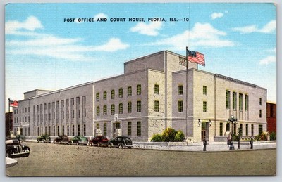 Post Office and Court Houe Peoria Illinois IL UNP Linen Postcard T25