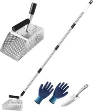 Long Handle Sand Scoop for Metal Detecting  Beach Rake, Durable Sand Flea Tool