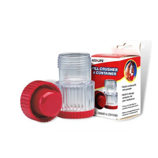 Pill Crusher Container Acu Life Strorage Built Compartment Red 1 Box Free Ship