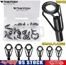 THKFISH 30Pcs Fishing Rod Tip Repair Kit Stainless Rod Tip Guide Replacement Kit