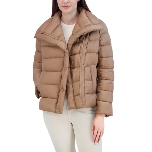 Tahari Ladies' Asymmetrical Puffer Jacket Tan Size-XXL - Picture 2 of 5