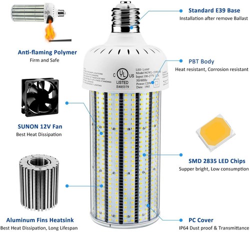 1500W MH HPS Warehouse Highbay Light 160W~300W LED Corn Bulb Lamp E39 6000K UL - Picture 6 of 19