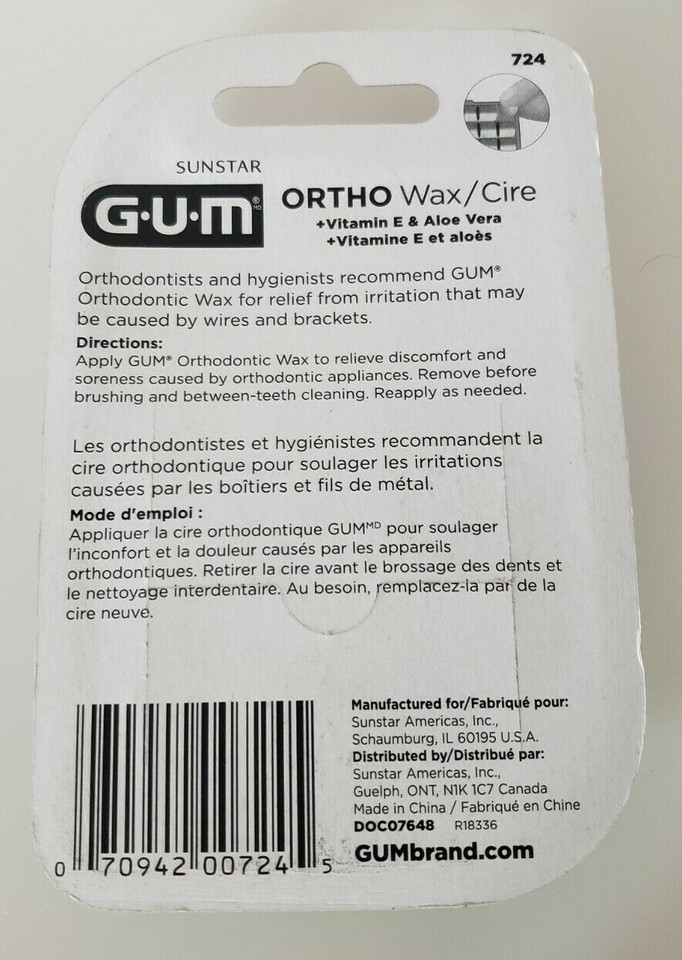 GUM Orthodontic Wax Mint Pre Cut Plus Vitamin E 1 Pack eBay