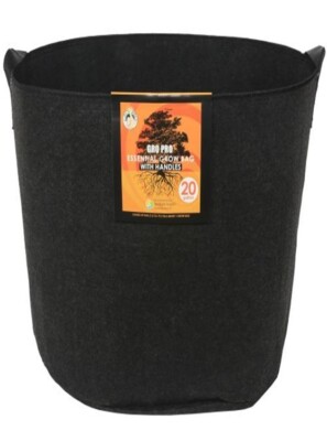 Gro Pro Essential Grow Bag Fabric Pot - Black w/ Handles / 20 gallon