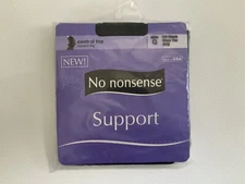 No Nonsense Control Top Support Leg Pantyhose Off Black Size Q 140-200lbs NEW