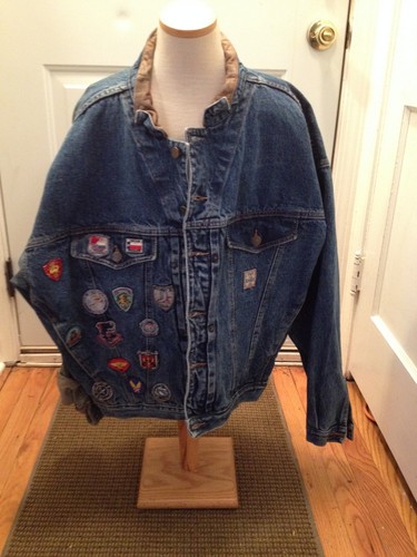 VINTAGE AVIREX DENIM BOMBER JACKET WITH 