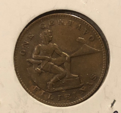 1921 (M) 1 Centavo AU Philippines US Territory Manila Mint Bronze Coin-KM#163 - Picture 2 of 4