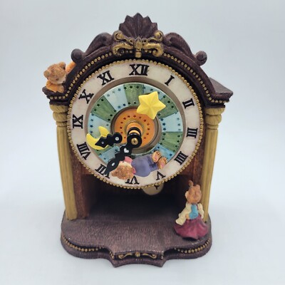 Resin Wooden Clock Like Music Box with Bears with Song ''As Time Goes By''