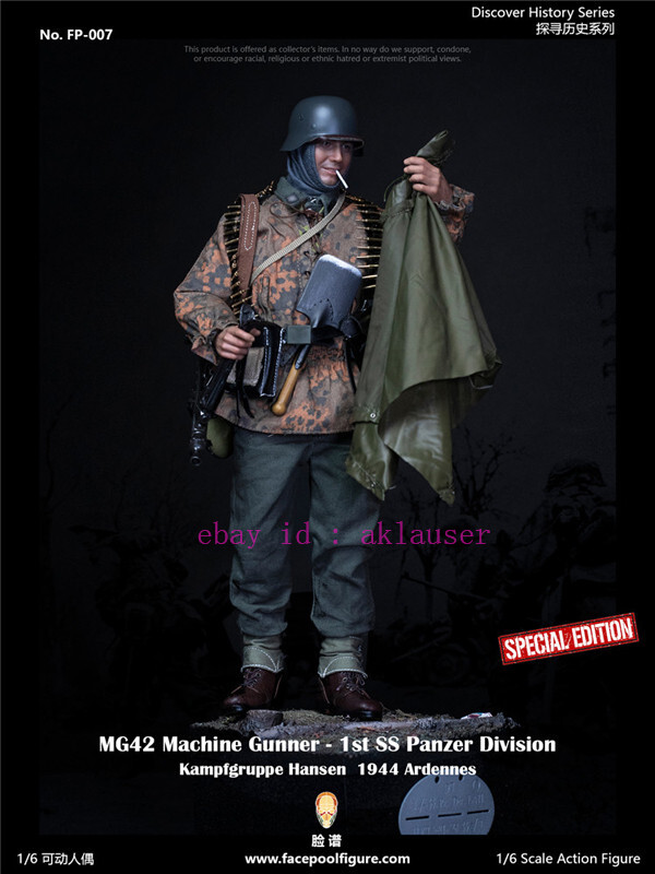 Face Model Fp-007b 1/6 Mg42 Machine Gunner 1st Ss Panzer Division
