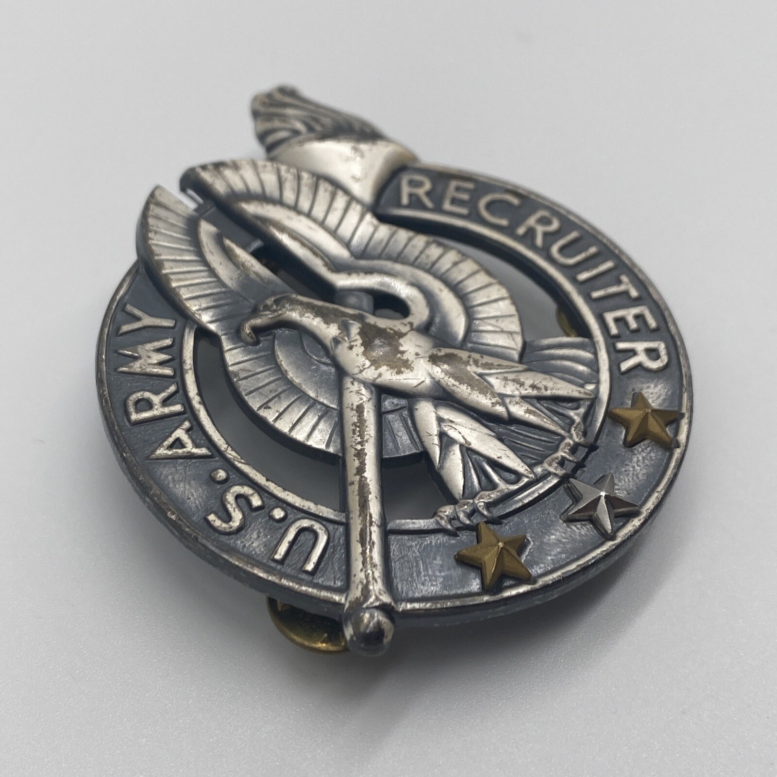 Recruiter Pin Vintage Vietnam War Era US Army Recruiter Pin Badge With 3 Service ...