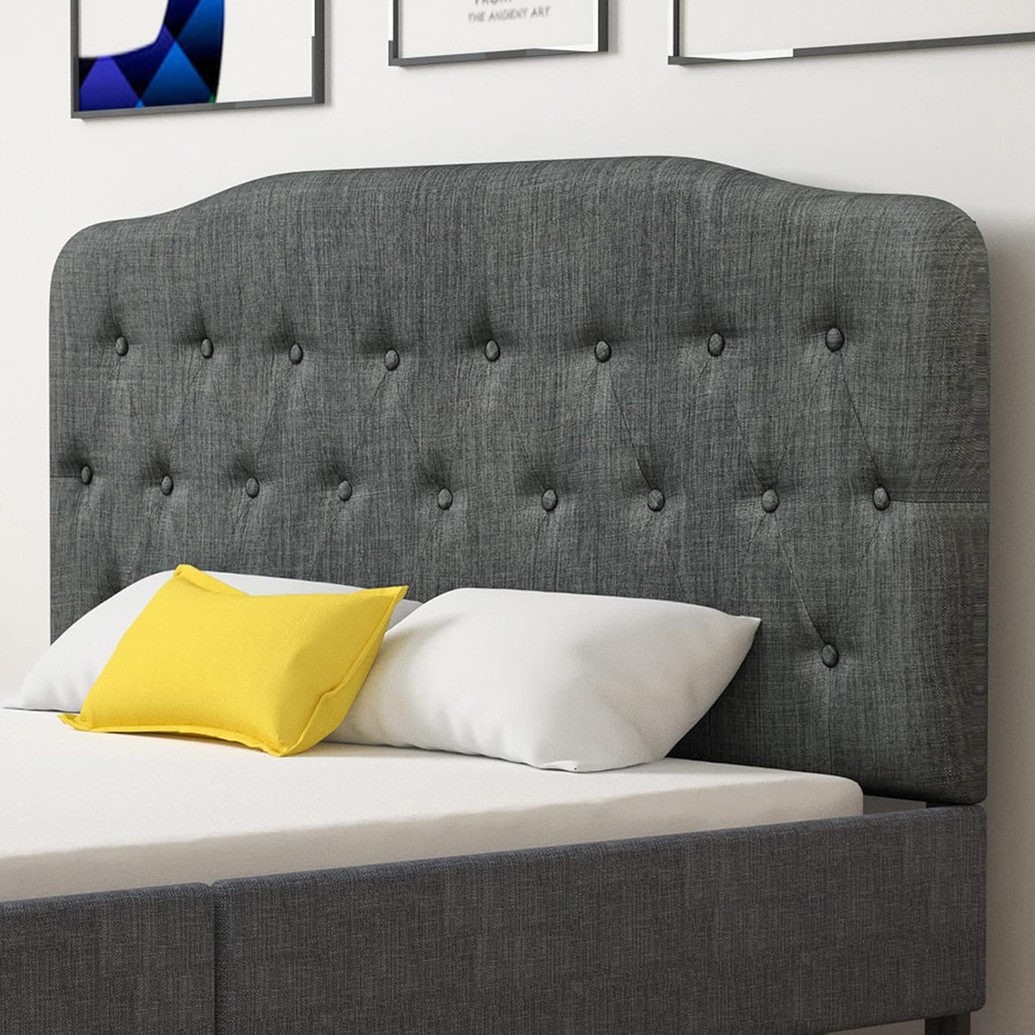 Queen Size Adjustable Height Upholstered Button Tufted Headboard for Bedroom Elegance-image