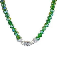 KIRKS FOLLY Divine Beaded 10mm  Magnetic Necklace sst / evergreen