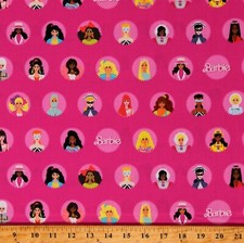 Cotton Barbie Dolls Toys Kids Children Hot Pink Fabric Print by Yard D677.02