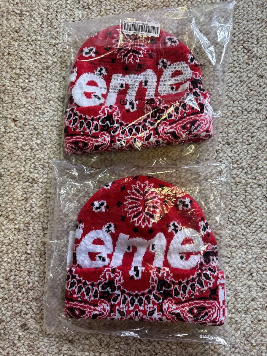 Supreme Big Logo Beanie Red Bandana 帽子 赤 14A6A232-1920-42E0-A572-