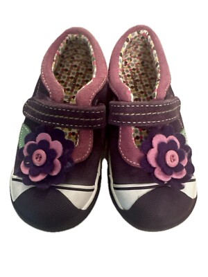 BOUTIQUE Girls Size 8 MORGAN & MILO Purple SUEDE Pink Flower  Mary Jane Sneakers