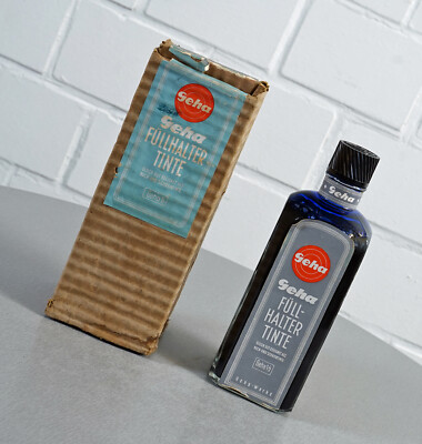 old bottle geha ink blue 1/2 litre in original box Art Deco 1930s - 1940s J.D...