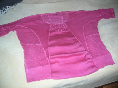 Tredy Blusenshirt Gr. 2 weinrot Netzeinsätze Lagenlook