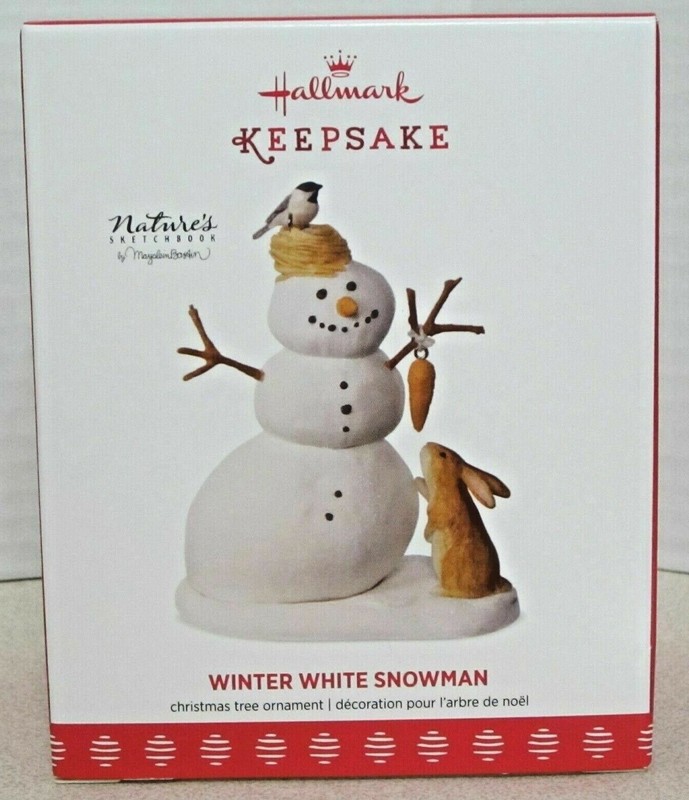 HALLMARK 2017 Ornament WINTER WHITE SNOWMAN New SHIP FREE Marjolein Bastin ⛄️🐇