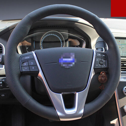 For Volvo XC60 Hand-stitched Interior Car Steering Wheel Cover Black Leather - Foto 1 di 6