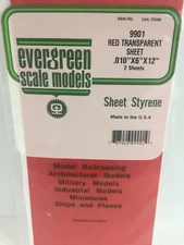 .010" Red Transparent Styrene by Evergreen Scale Models EVG9901