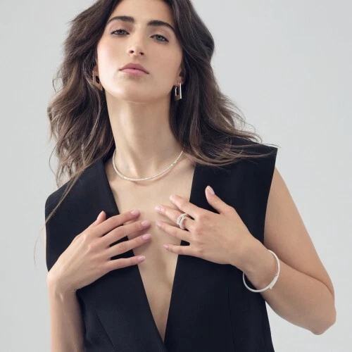 UNOAERRE COLLANA chiodo da donna semi rigida in bronzo placcato argento  (2573) - Immagine 2 di 3