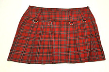 Vintage Red Plaid School Girl Goth Skirt Ladies Womens Size 14