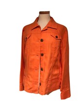 CHICO'S SALMON 100 Linen Jacket Blazer Size 2 EUC