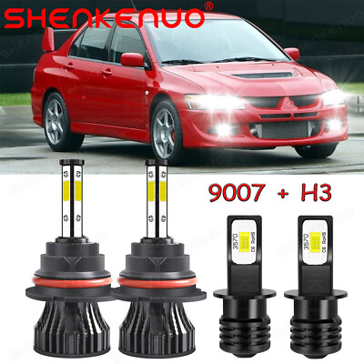 For Mitsubishi Lancer 2004-2007 6000K LED Headlight High/Low + Fog