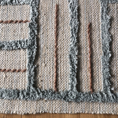 ALEX & ZOE Blue Frilled Scatter Rug 91x152cm - Picture 4 of 6