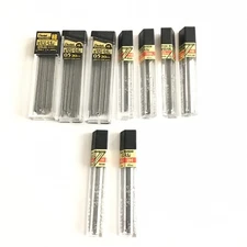 Lot of 9 Tubes of Pentel Super Hi-Polymer Lead Refill Black C505 HB 2H and H