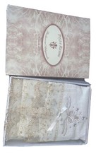 SET ASCIUGAMANI Vintage SPUGNA E PIZZO MACRAME COLOR Panna E Avorio