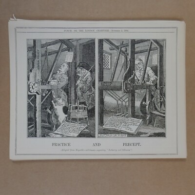 7x10'' Punch Cartoon 1904 PRAXIS UND GEBOT liberale Politik